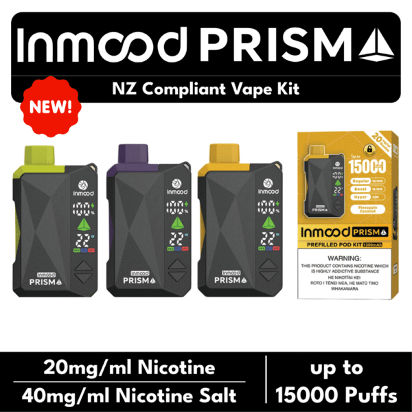 Inmood – Prism – Closed Pod Vape Kit with reusable battery – 15000 Puffs – 20mg/ml Nicotine changeable pod-Kit